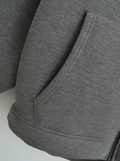 HH 2026 Casual Women's Soild Zipper Hoodie Long Sleeve Big Pocket Zipper Jacket With Hood Female Loose Outerwear Coat Tops