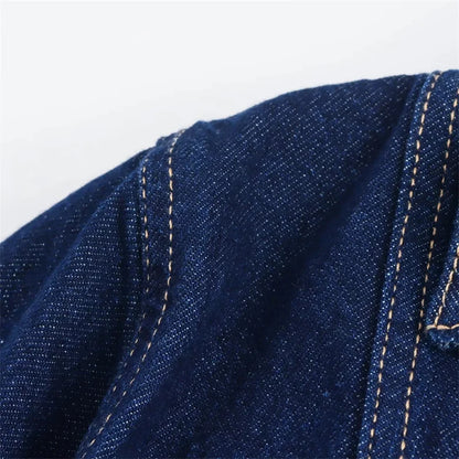 Blue Denim Shirt Woman Short Sleeve Cropped Shirt Women Summer Short Tops Woman Streetwear Y2k Stylish Women's Blouses