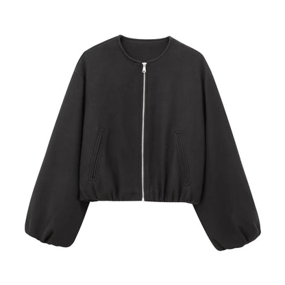 Red Zipper Bomber Jackets for Women Soft Cropped Jackets Woman 2026 Long Sleeve Woman's Sports Jacket New in Outerwears