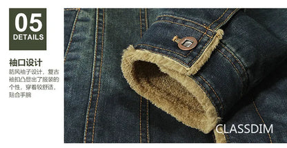 Men Denim Jackets Winter Coats Fleece Warm Jeans Jackets High Quality Male Casual Blue Denim Jackets New Fashion Jeans Coats M-5XL