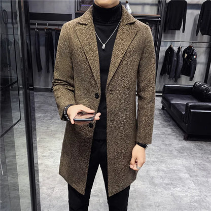 Men Winter Trench Coats Long Jackets Men Slim Fit Casual Wool Blends Business Casual Trench Thicker Warm Long Coats Size 5XL