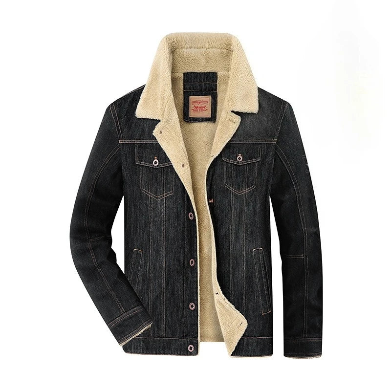 Men Denim Jackets Winter Coats Fleece Warm Jeans Jackets High Quality Male Casual Blue Denim Jackets New Fashion Jeans Coats M-5XL