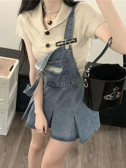 Denim Skirts Women S-5XL Ripped Mini Y2k Clothes Girlish Vintage Hotsweet Personal High Street Kawaii Temper Fashion American