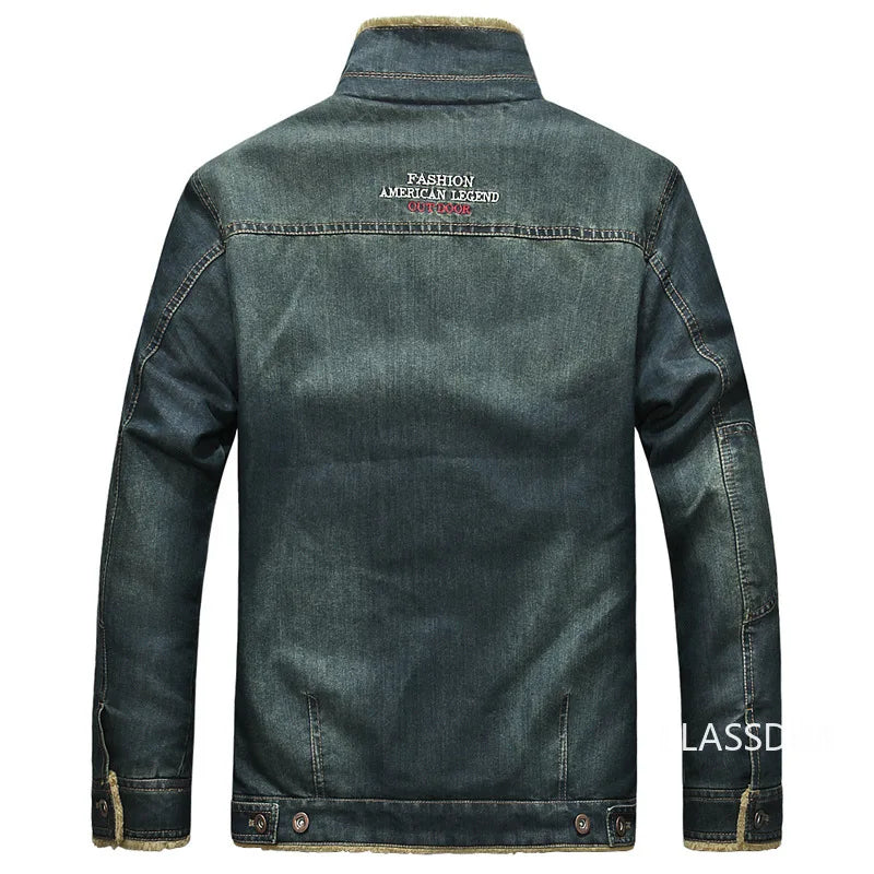 Men Denim Jackets Winter Coats Fleece Warm Jeans Jackets High Quality Male Casual Blue Denim Jackets New Fashion Jeans Coats M-5XL