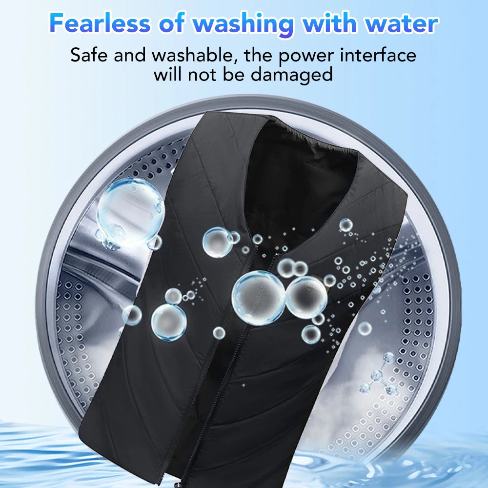 4 Areas Heated Vest Men Women Jacket Heated Clothes Casual V-neck USB Heated Vest Smart Control Temperature Heating Jacket Coat