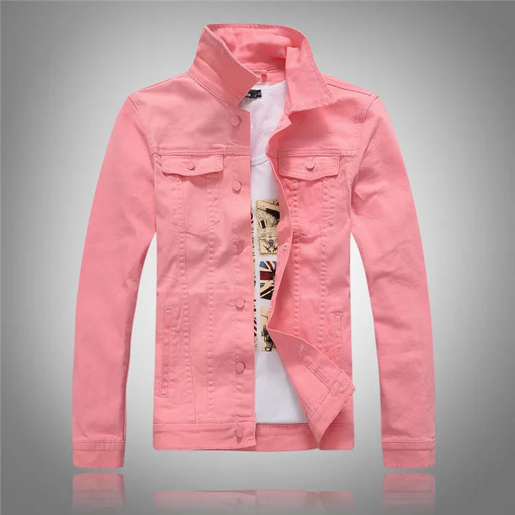 Men Coloured Denim Jackets Outwear Slim Fit Denim Coats New Fashion Male Cotton Casual Jeans Jackets Streetwear Jean Coats Size S~4XL