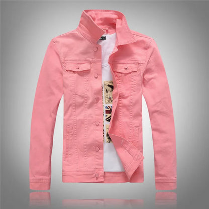 Men Coloured Denim Jackets Outwear Slim Fit Denim Coats New Fashion Male Cotton Casual Jeans Jackets Streetwear Jean Coats Size S~4XL