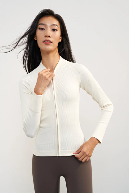Vnazvnasi Spring New Design Women Thread Knit Jacket Zipped Long Sleeve Slim Girls Coat Outside Walk Or Running Sportswear