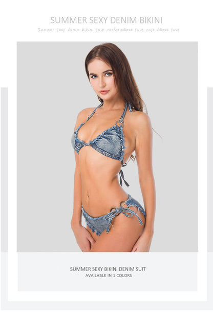 New Bar Lead Dance Costume Pole Dance Costume Women's Denim Bikini
