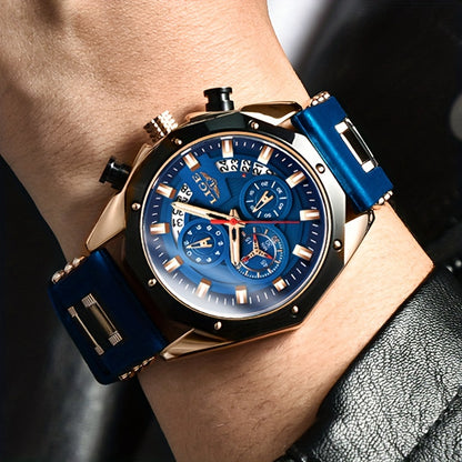 2024 Trendsetting Men's Chronograph - Luminous Calendar Display - Durable & Waterproof Quartz Timepiece for Outdoor Enthusiasts & Everyday Style