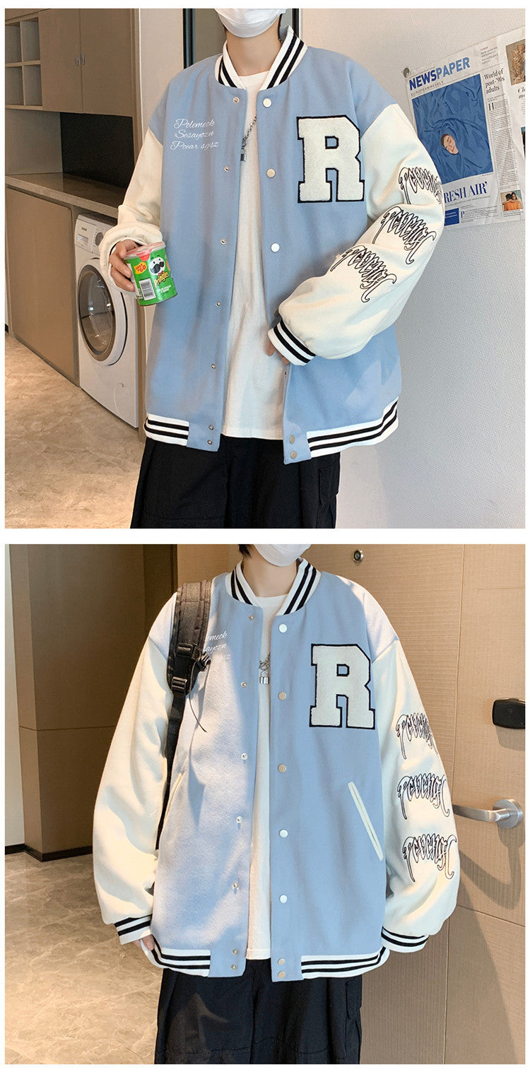 Coat Men's Hong Kong Style Trendy Brand Ins Loose Sports Baseball Uniform Harajuku Style Retro Casual Jacket Top