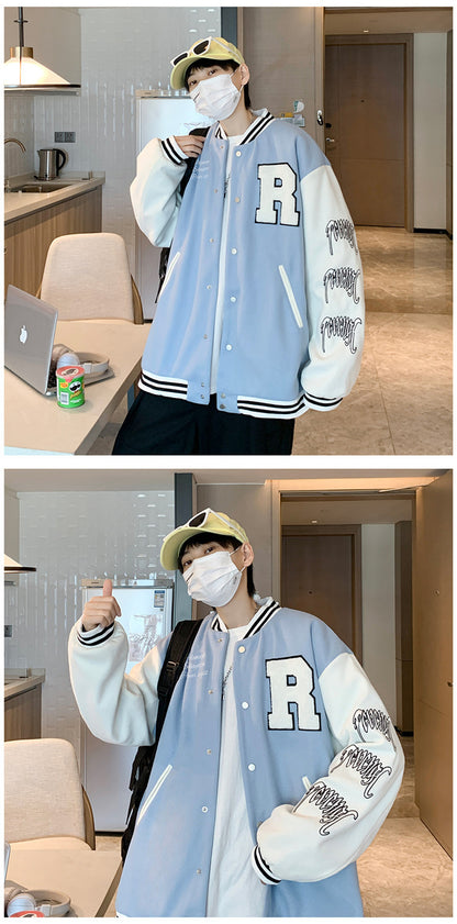 Coat Men's Hong Kong Style Trendy Brand Ins Loose Sports Baseball Uniform Harajuku Style Retro Casual Jacket Top