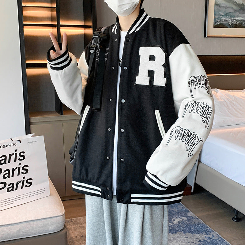 Coat Men's Hong Kong Style Trendy Brand Ins Loose Sports Baseball Uniform Harajuku Style Retro Casual Jacket Top