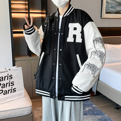 Coat Men's Hong Kong Style Trendy Brand Ins Loose Sports Baseball Uniform Harajuku Style Retro Casual Jacket Top