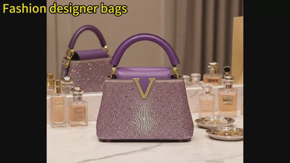 High-end Cross-border Rhinestone Handbag Women's 2026 New Fashion Bucket Bag Quality Designer Small Bag Dinner Party Bag 21CM