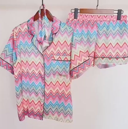 New Plus Size Women's Satin Silk Breathable Pajama Shorts Set with Elastic Waist Customizable Color